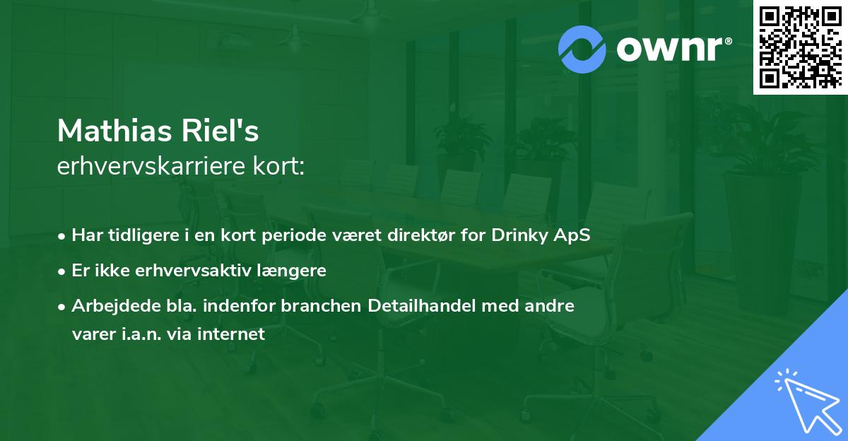 Mathias Riel's erhvervskarriere kort