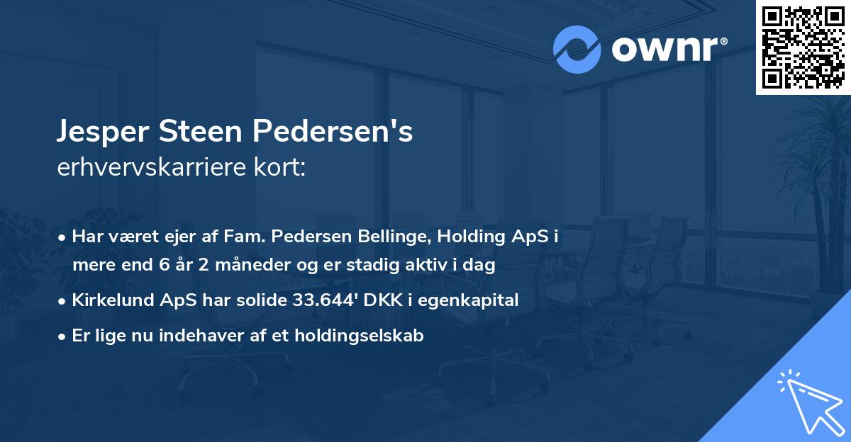 Jesper Steen Pedersen's erhvervskarriere kort