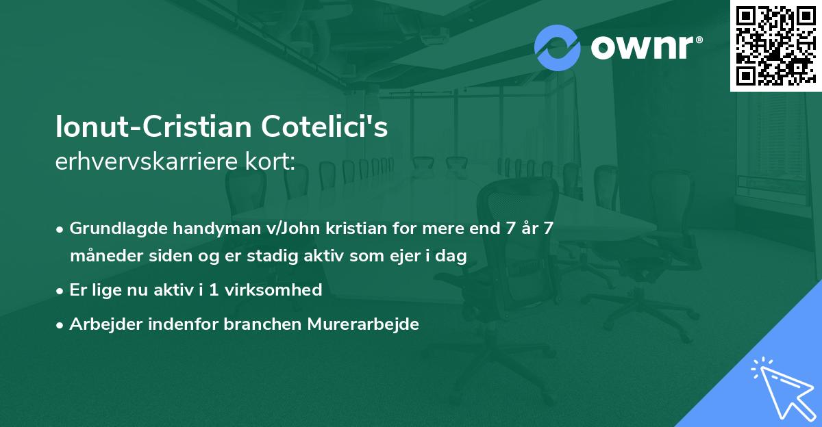 Ionut-Cristian Cotelici's erhvervskarriere kort