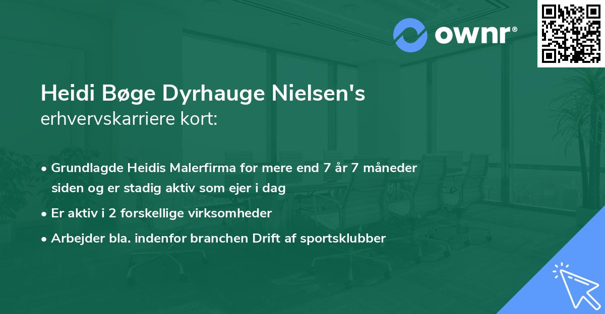Heidi Bøge Dyrhauge Nielsen's erhvervskarriere kort