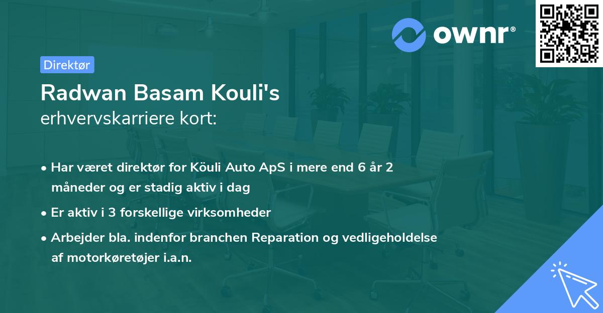 Radwan Basam Kouli's erhvervskarriere kort