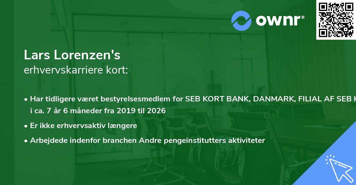 Lars Lorenzen's erhvervskarriere kort