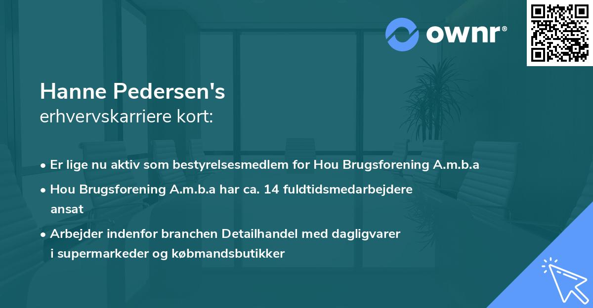 Hanne Pedersen's erhvervskarriere kort