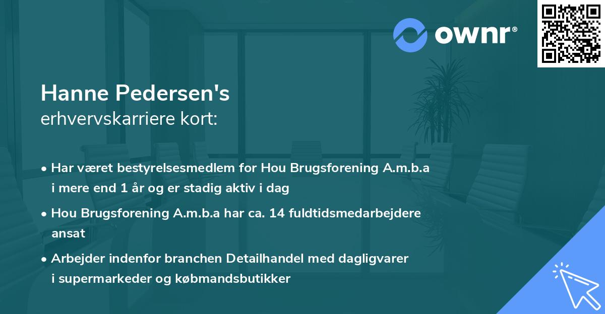 Hanne Pedersen's erhvervskarriere kort