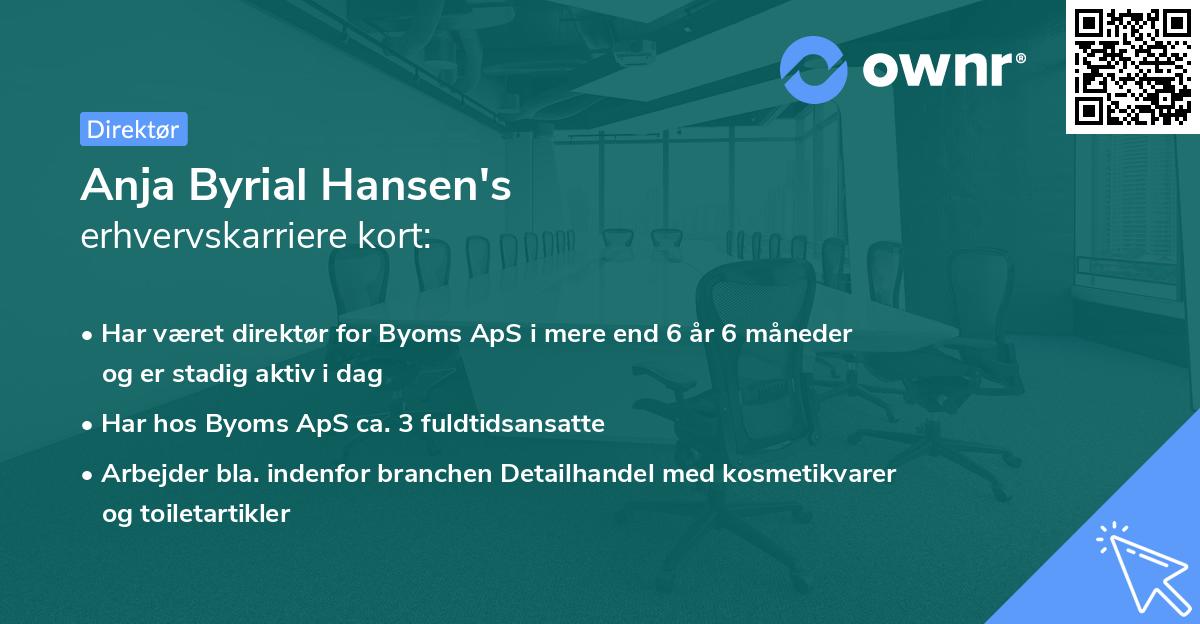 Anja Byrial Hansen's erhvervskarriere kort