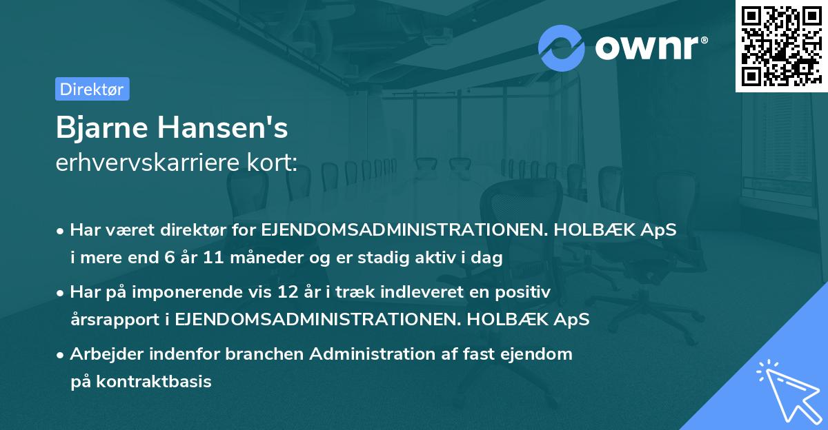 Bjarne Hansen's erhvervskarriere kort