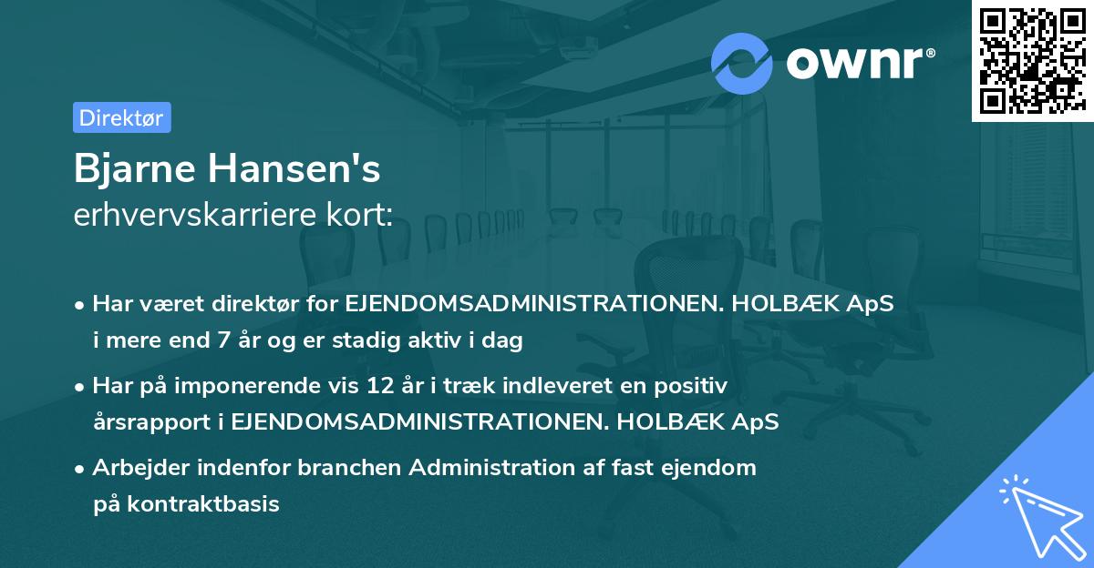 Bjarne Hansen's erhvervskarriere kort