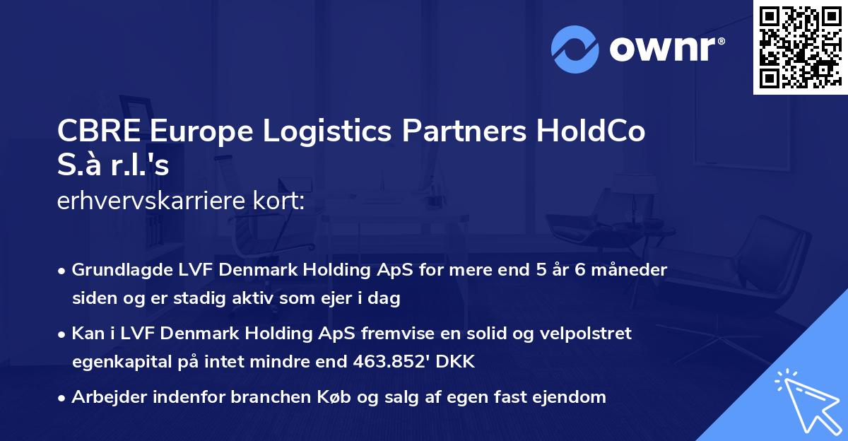 CBRE Europe Logistics Partners HoldCo S.à r.l.'s erhvervskarriere kort