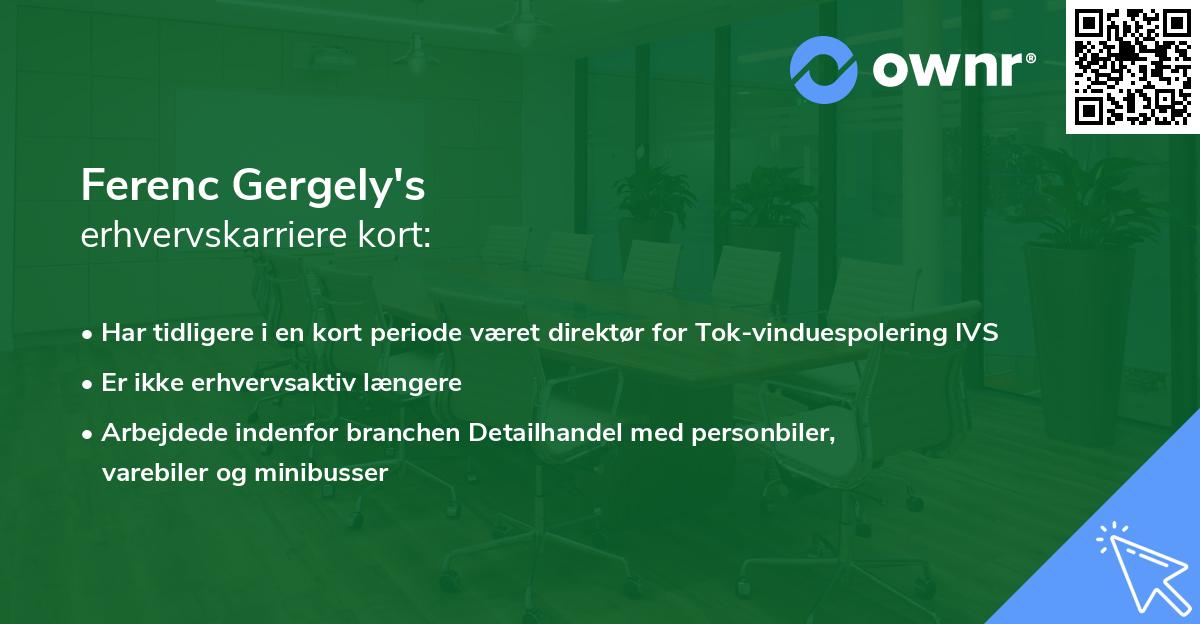 Ferenc Gergely's erhvervskarriere kort
