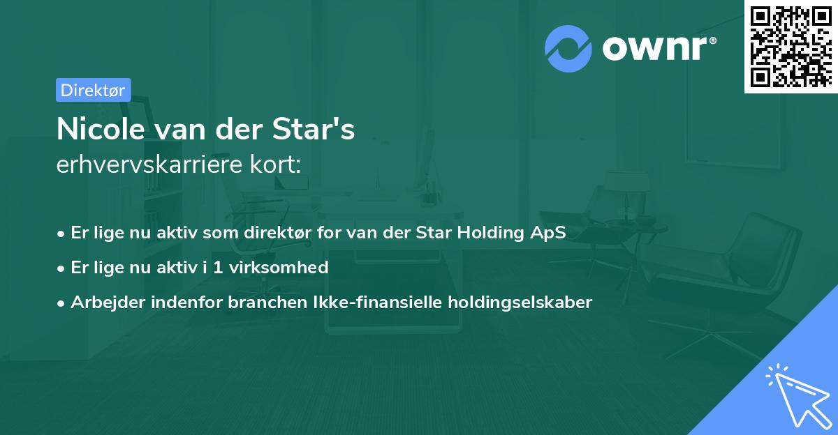 Nicole van der Star's erhvervskarriere kort