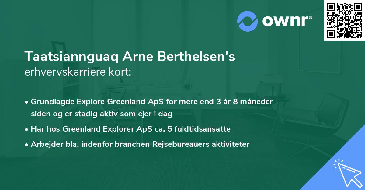 Taatsiannguaq Arne Berthelsen's erhvervskarriere kort