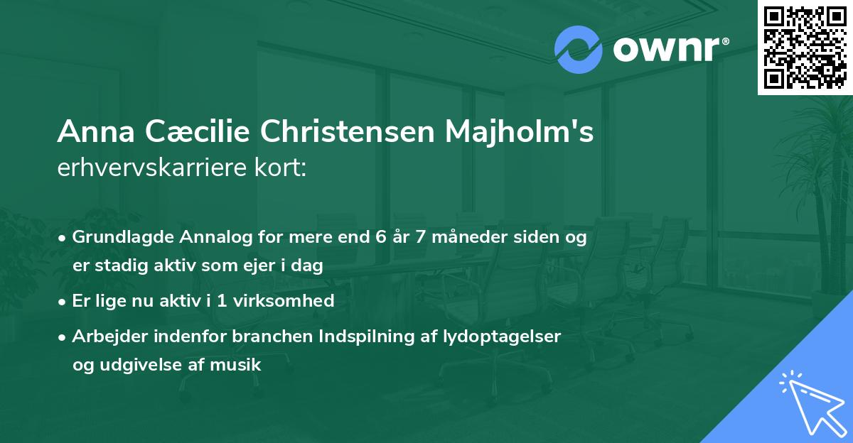 Anna Cæcilie Christensen Majholm's erhvervskarriere kort