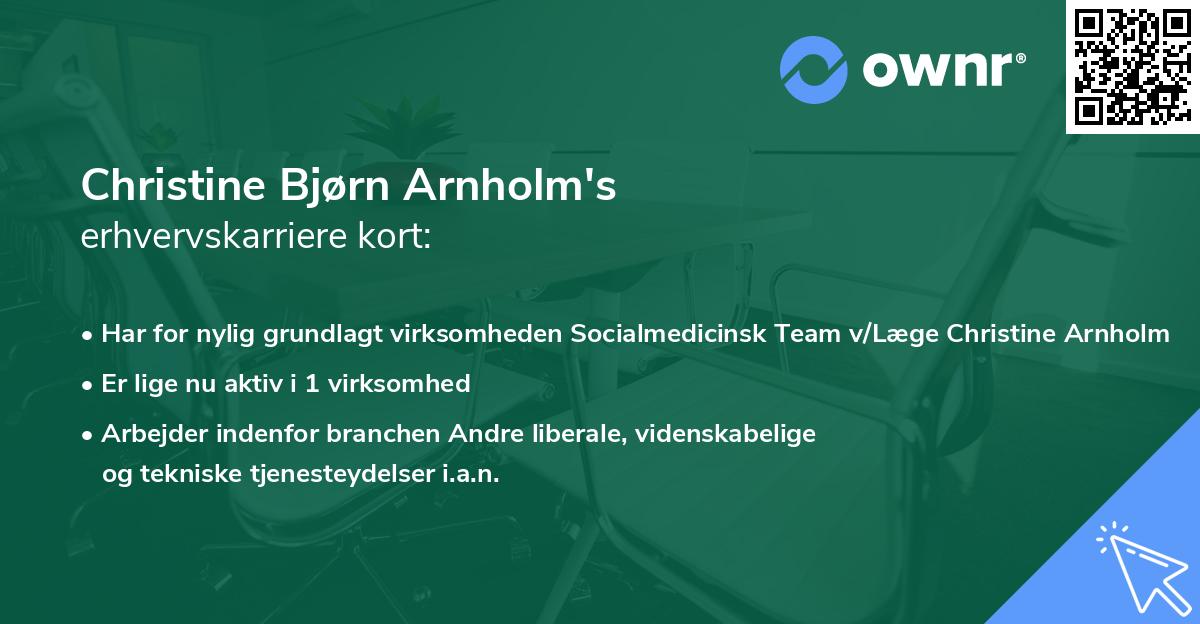 Christine Bjørn Arnholm's erhvervskarriere kort