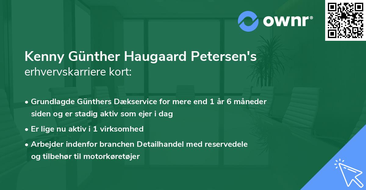 Kenny Günther Haugaard Petersen's erhvervskarriere kort