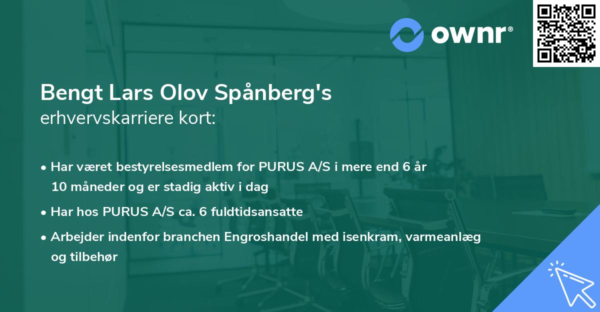 Bengt Lars Olov Spånberg's erhvervskarriere kort