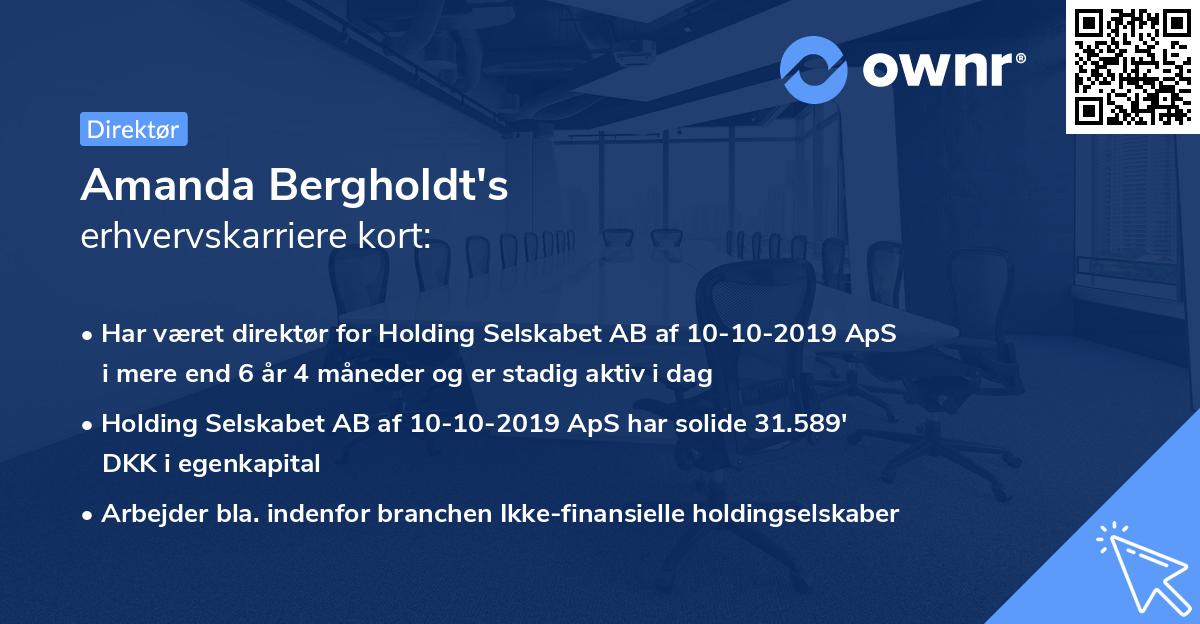 Amanda Bergholdt's erhvervskarriere kort