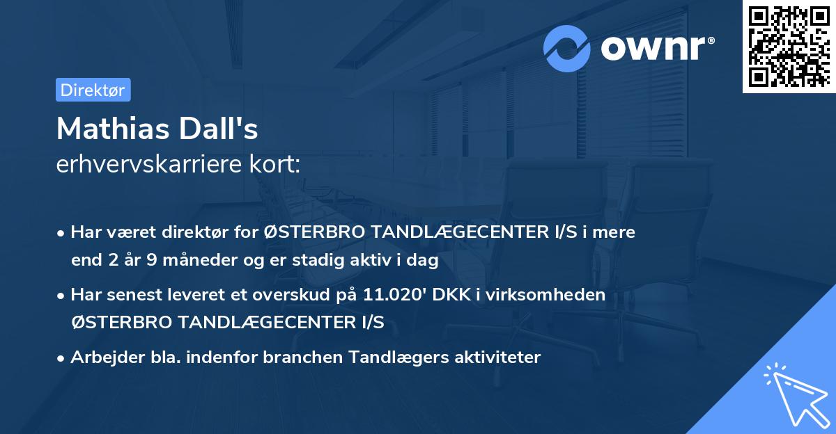 Mathias Dall's erhvervskarriere kort