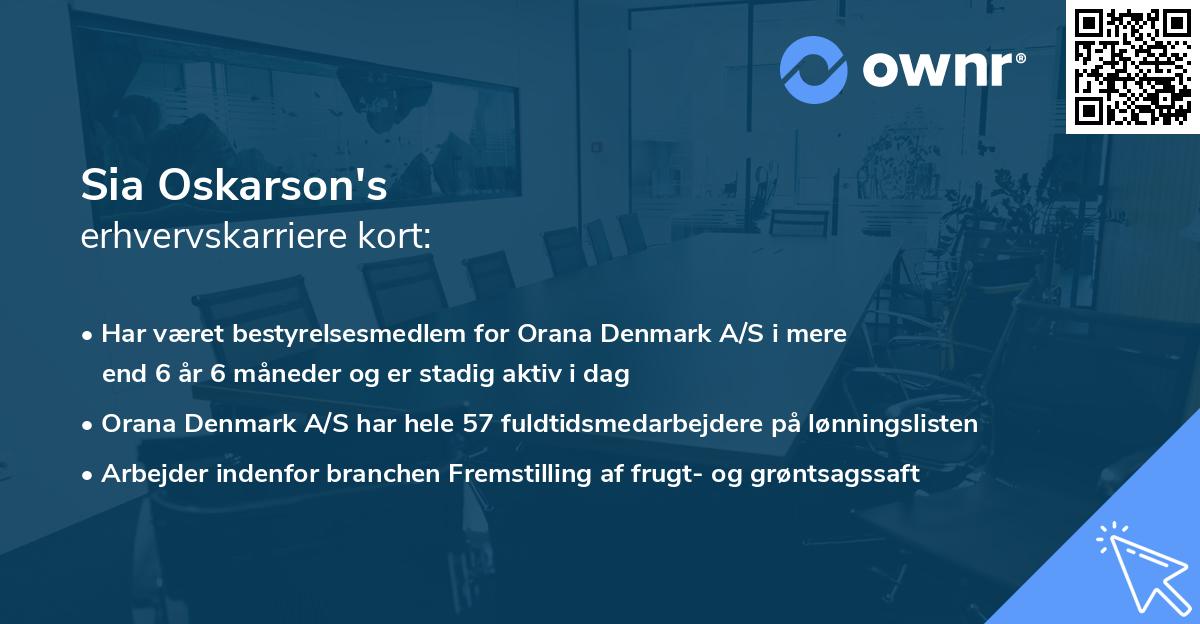 Sia Oskarson's erhvervskarriere kort