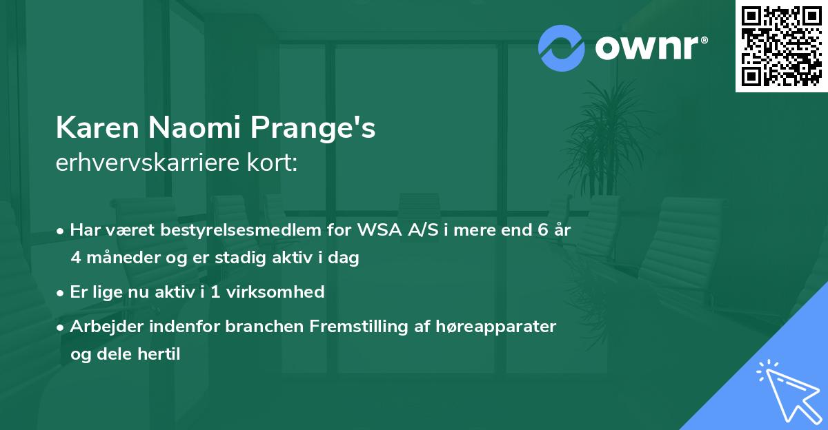 Karen Naomi Prange's erhvervskarriere kort
