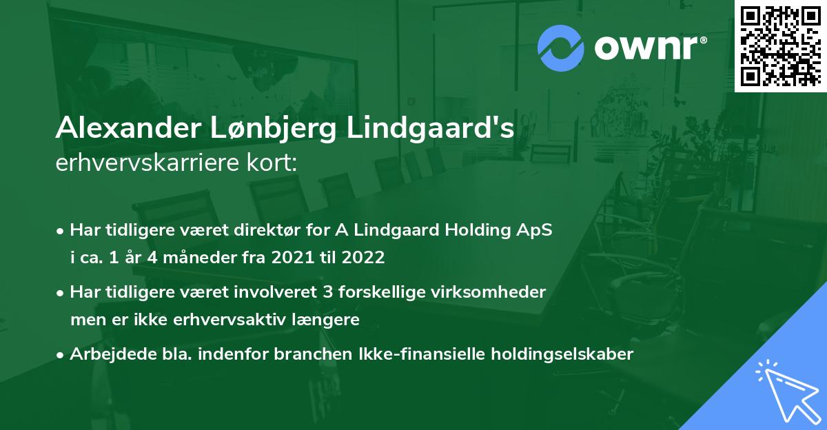 Alexander Lønbjerg Lindgaard's erhvervskarriere kort