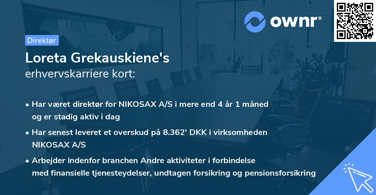 Loreta Grekauskiene's erhvervskarriere kort