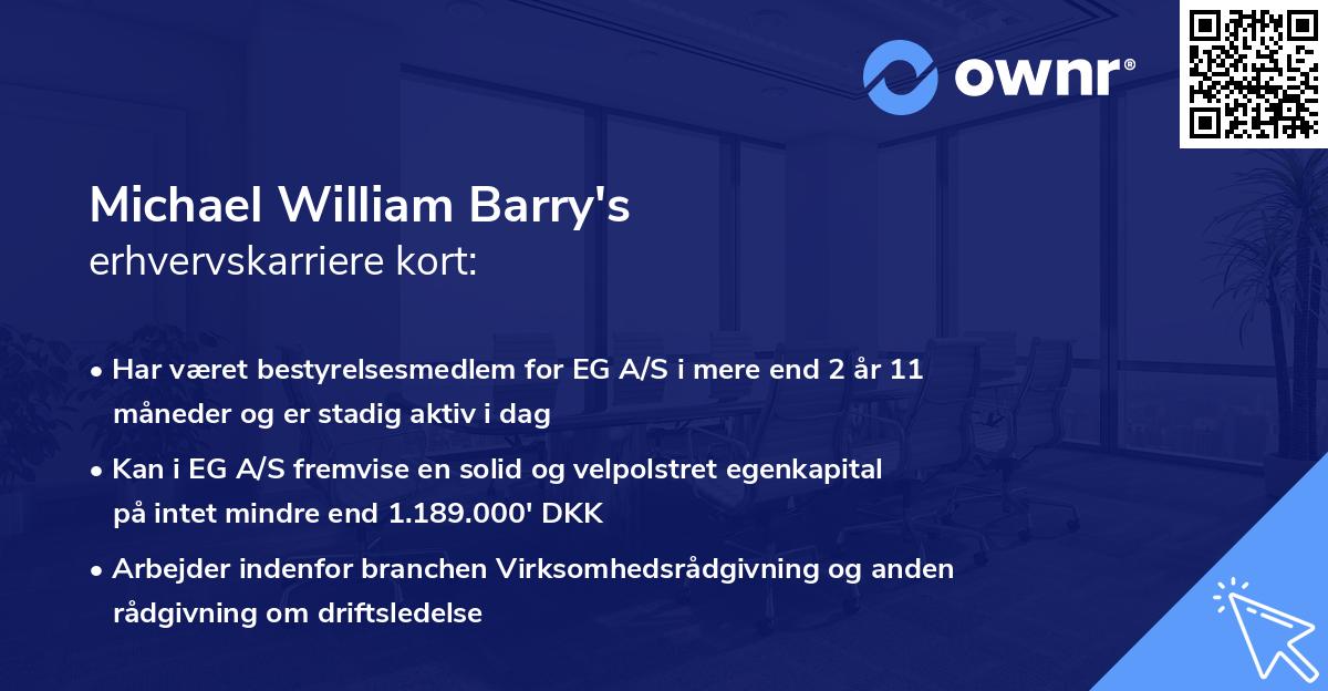 Michael William Barry's erhvervskarriere kort