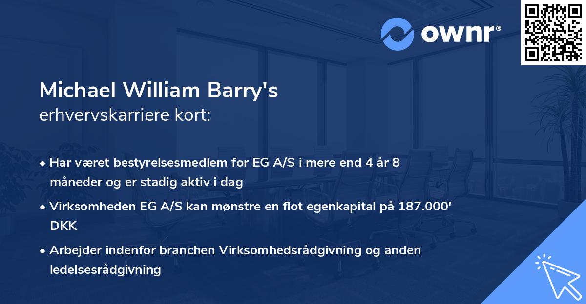 Michael William Barry's erhvervskarriere kort
