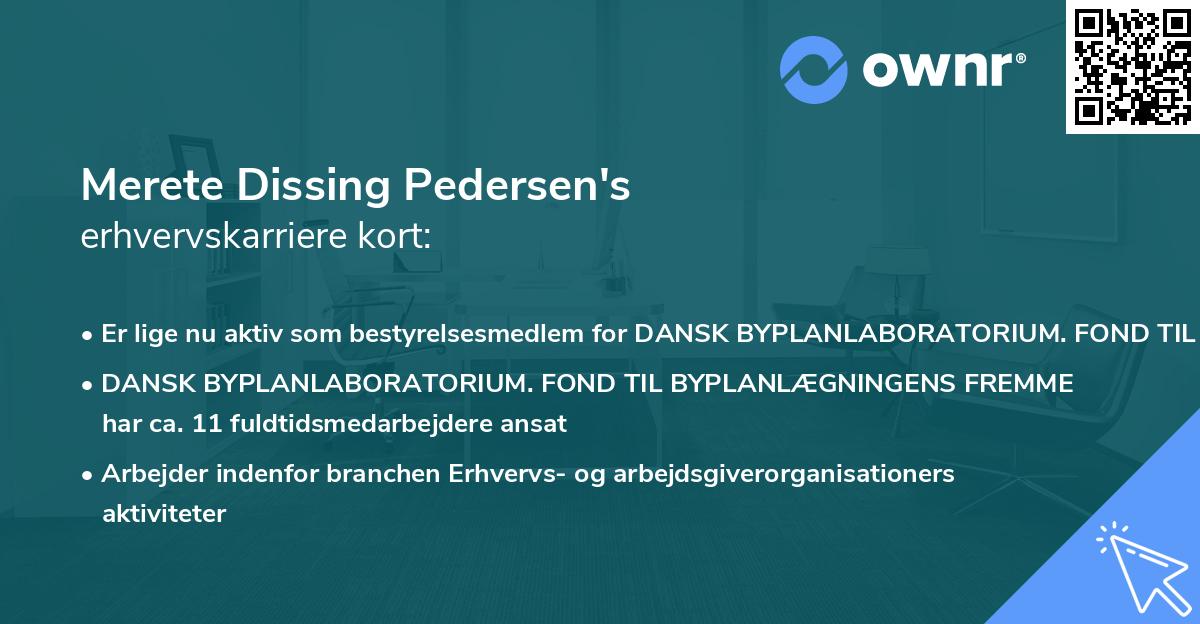Merete Dissing Pedersen's erhvervskarriere kort