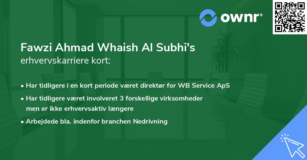 Fawzi Ahmad Whaish Al Subhi's erhvervskarriere kort