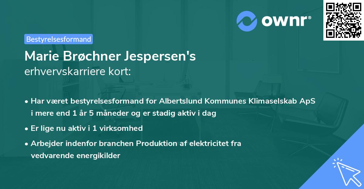 Marie Brøchner Jespersen's erhvervskarriere kort