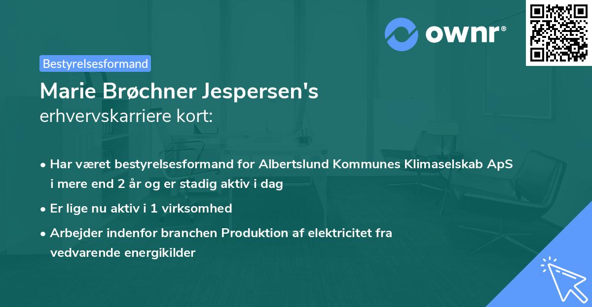 Marie Brøchner Jespersen's erhvervskarriere kort