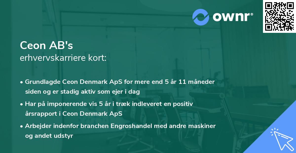 Ceon AB's erhvervskarriere kort