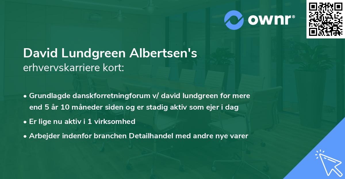 David Lundgreen Albertsen's erhvervskarriere kort