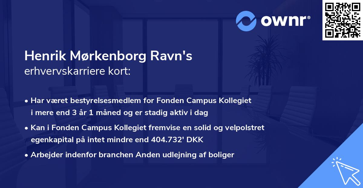 Henrik Mørkenborg Ravn's erhvervskarriere kort