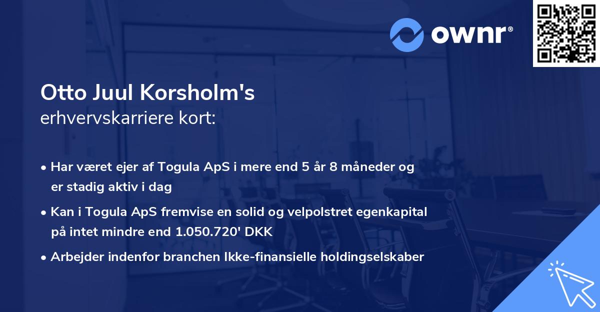 Otto Juul Korsholm's erhvervskarriere kort