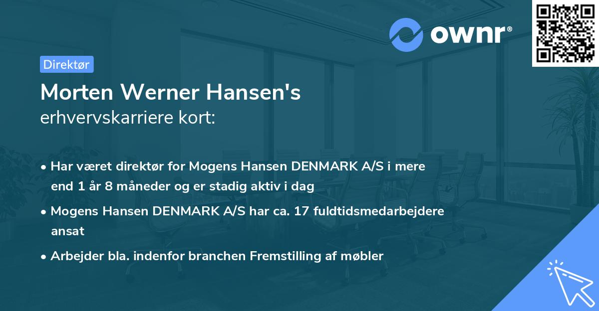 Morten Werner Hansen's erhvervskarriere kort