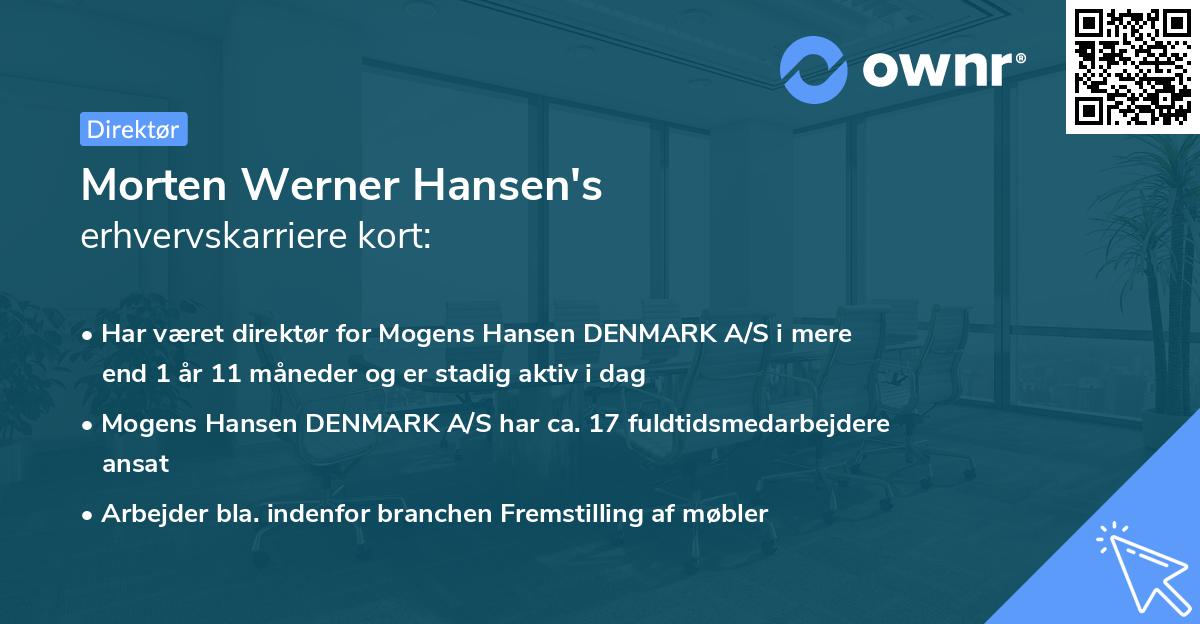 Morten Werner Hansen's erhvervskarriere kort