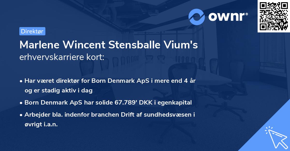 Marlene Wincent Stensballe Vium's erhvervskarriere kort