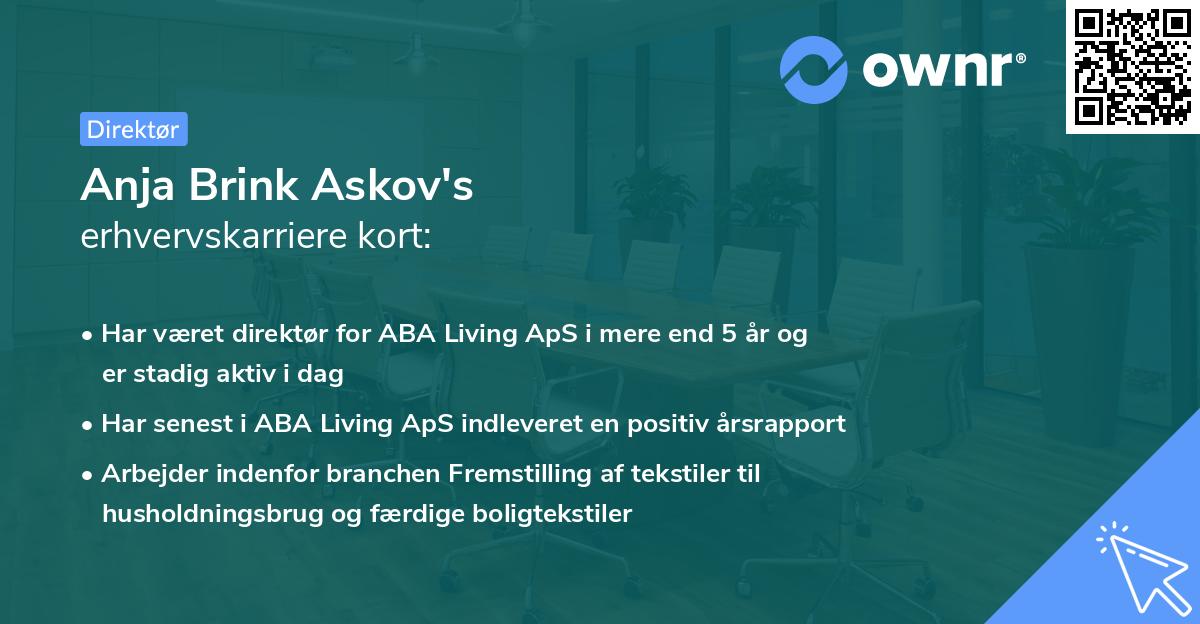 Anja Brink Askov's erhvervskarriere kort
