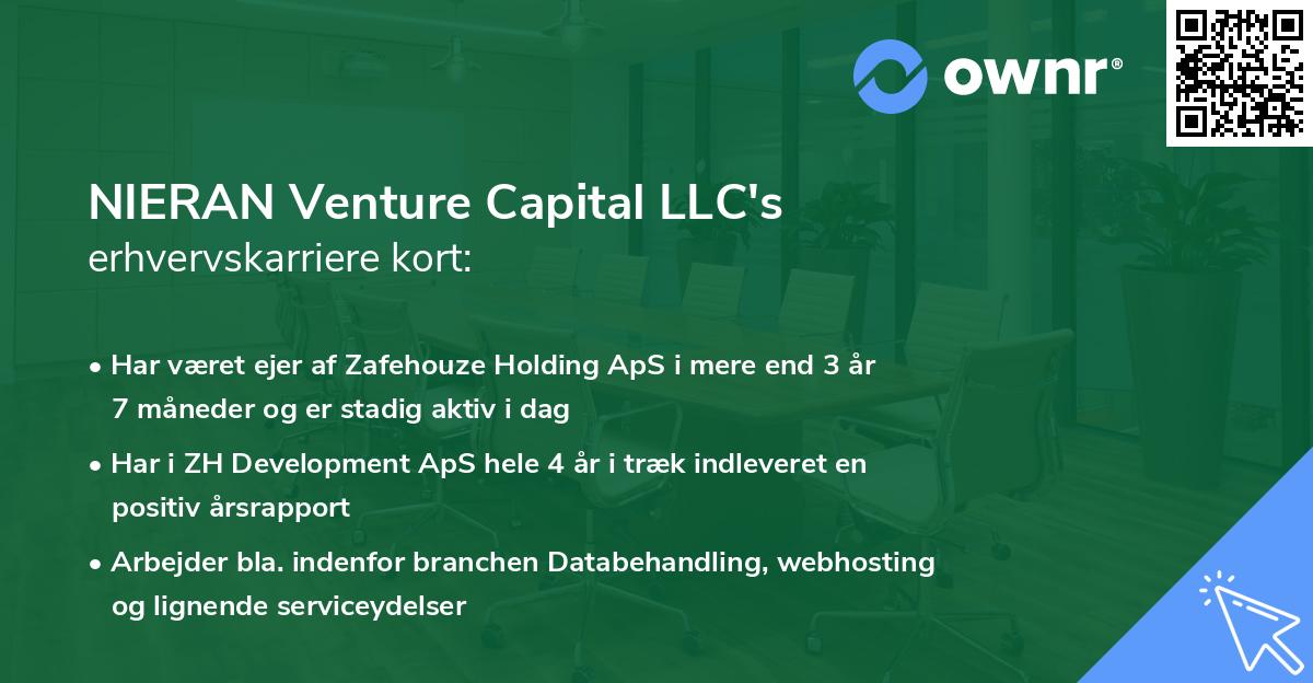 NIERAN Venture Capital LLC's erhvervskarriere kort