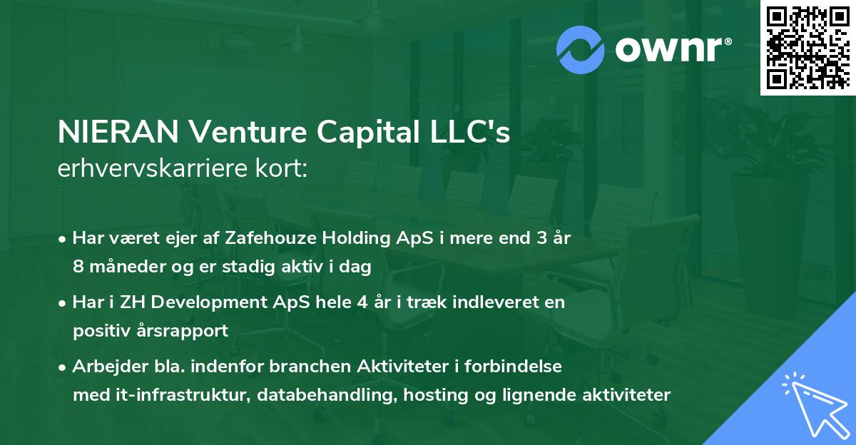 NIERAN Venture Capital LLC's erhvervskarriere kort