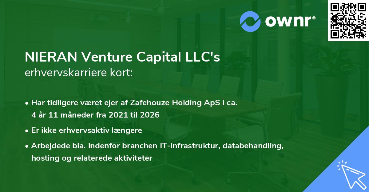 NIERAN Venture Capital LLC's erhvervskarriere kort