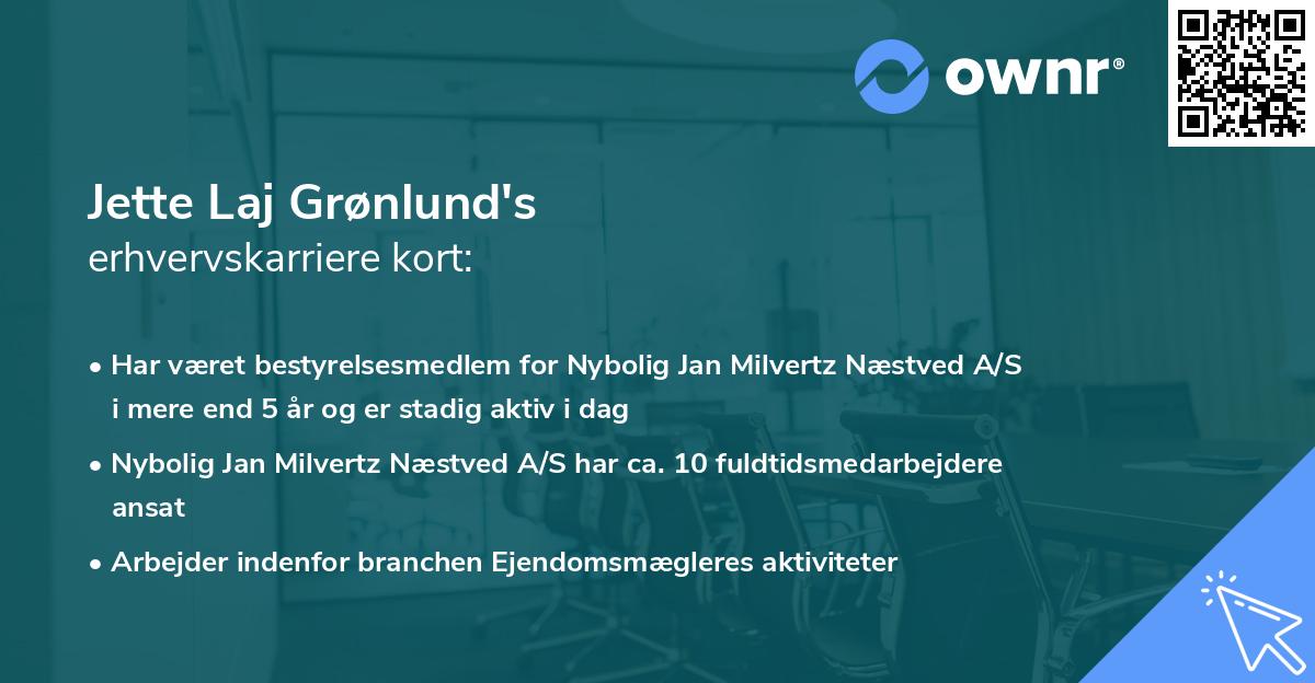 Jette Laj Grønlund's erhvervskarriere kort