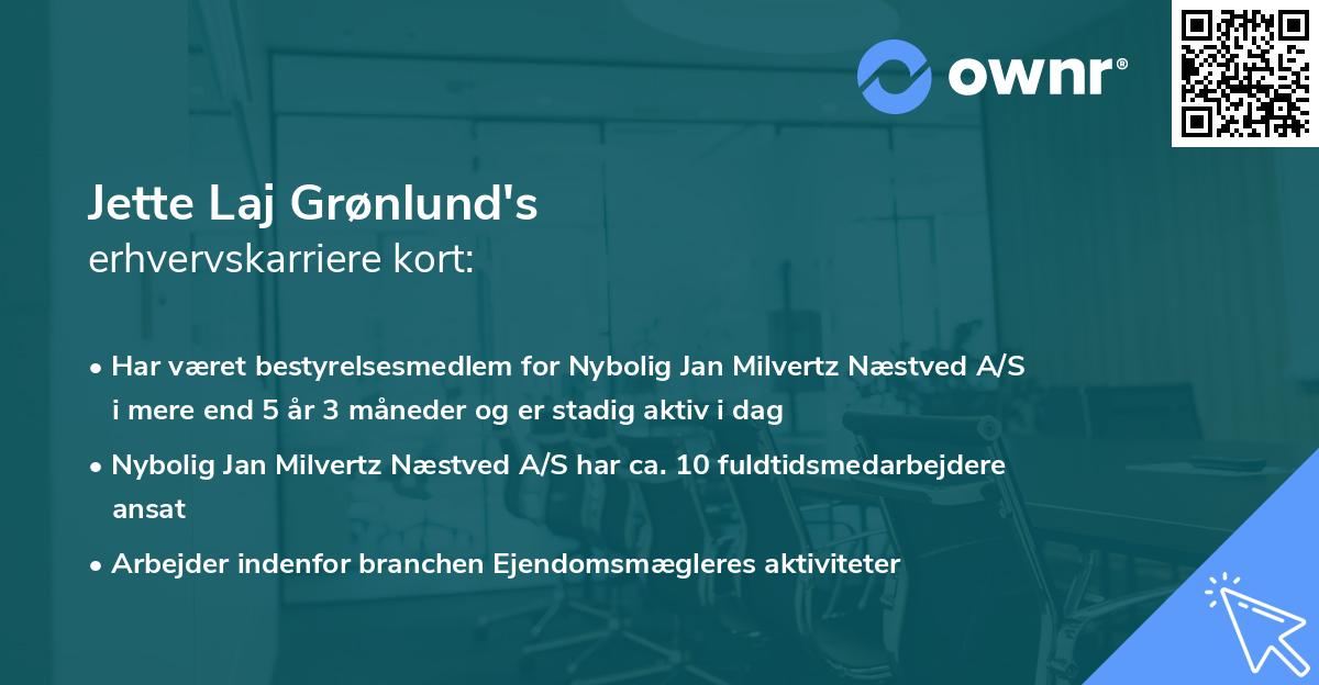 Jette Laj Grønlund's erhvervskarriere kort