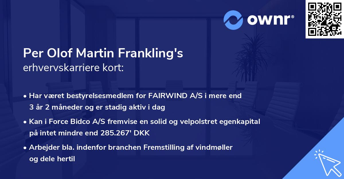 Per Olof Martin Frankling's erhvervskarriere kort