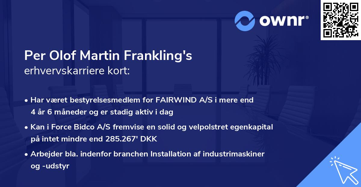 Per Olof Martin Frankling's erhvervskarriere kort