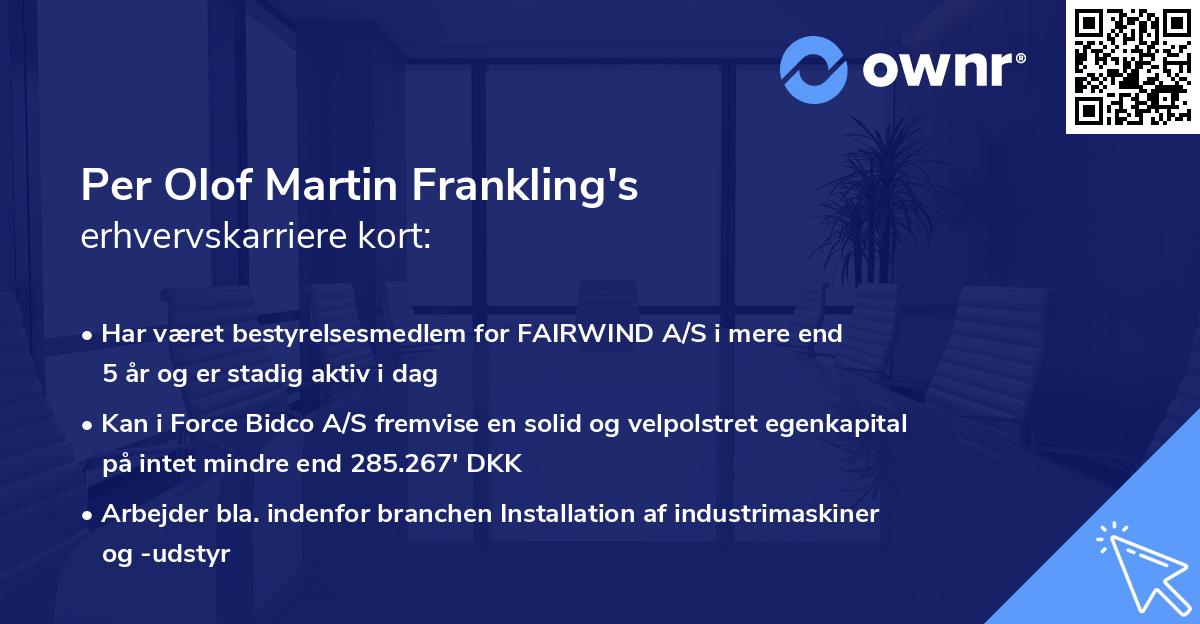 Per Olof Martin Frankling's erhvervskarriere kort