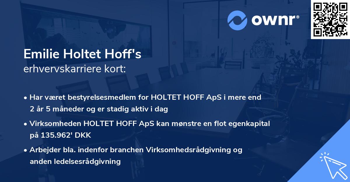 Emilie Holtet Hoff's erhvervskarriere kort