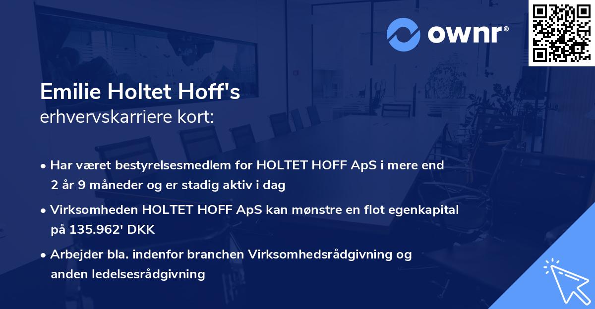Emilie Holtet Hoff's erhvervskarriere kort