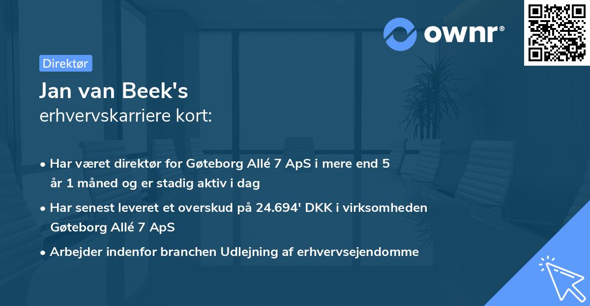 Jan van Beek's erhvervskarriere kort